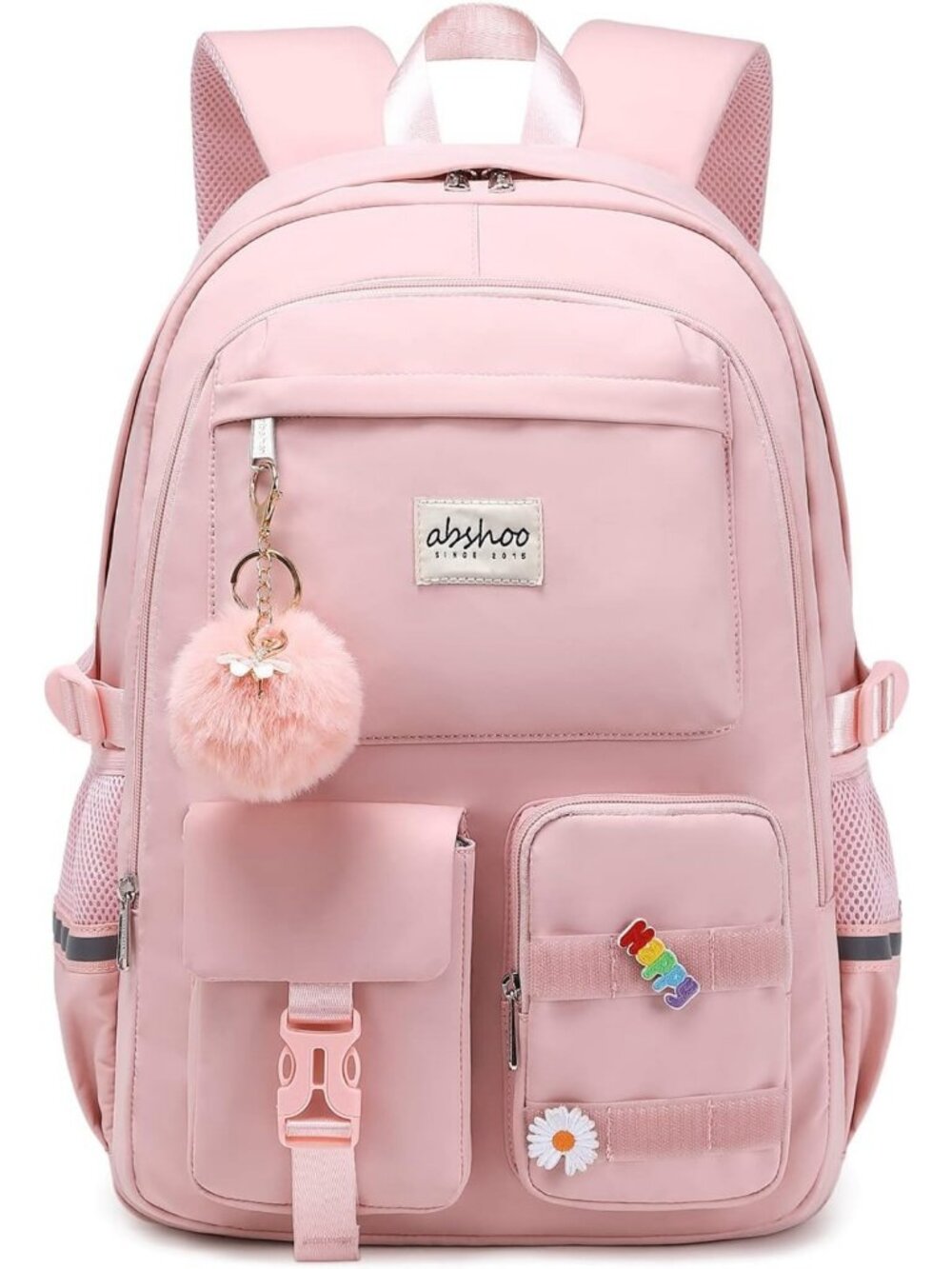 Stylish Big Student Laptop Backpack for College & High School Girls - Pink